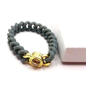 Rustic Cuff Silicone Rubber Gray + Goldtone Wristband